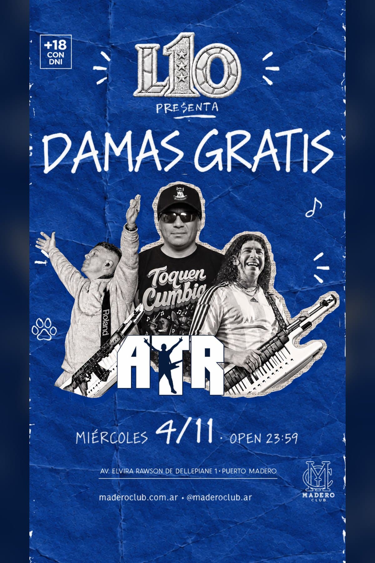 Flyer de L1O PRESENTA · DAMAS GRATIS en Madero Club