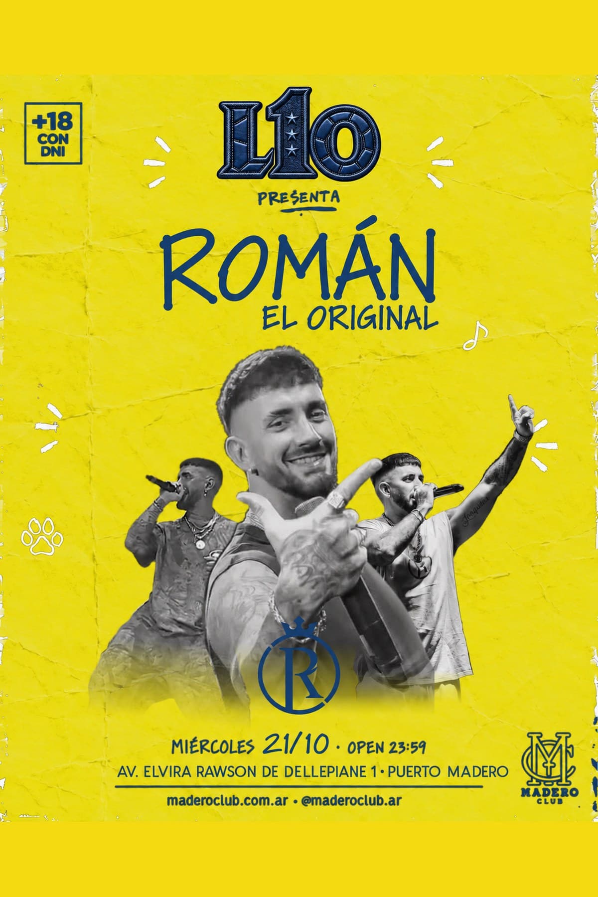 Flyer de L1O PRESENTA · ROMÁN EL ORIGINAL en Madero Club