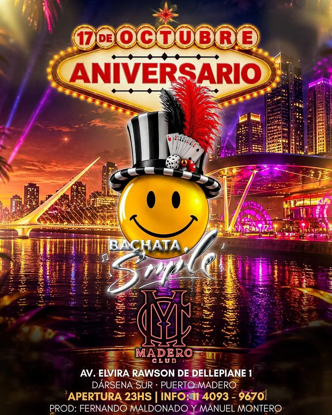 Flyer de ANIVERSARIO · BACHATA SMILE en Madero Club