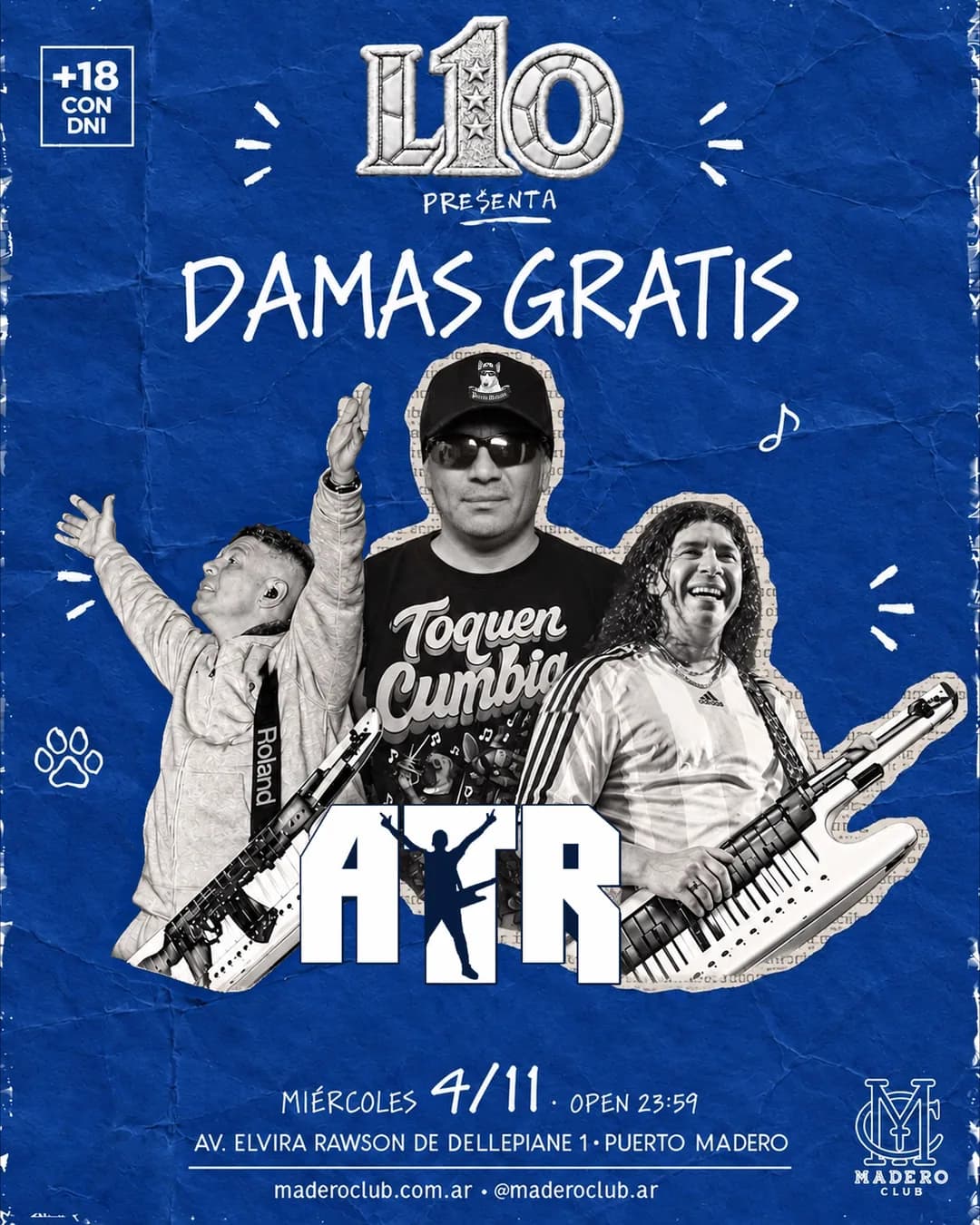 Flyer de L1O PRESENTA · DAMAS GRATIS en Madero Club