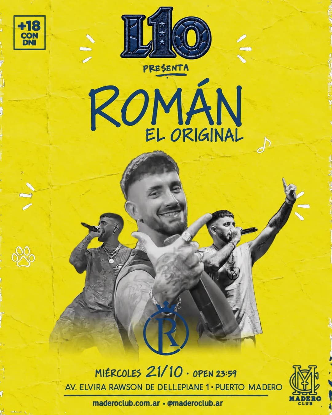 Flyer de L1O PRESENTA · ROMÁN EL ORIGINAL en Madero Club